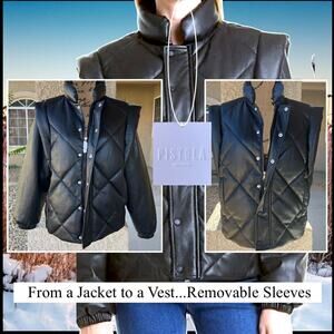 PISTOLA Callista Long Sleeve Puffer Jacket  OR Vest Removable Sleeve Size Small